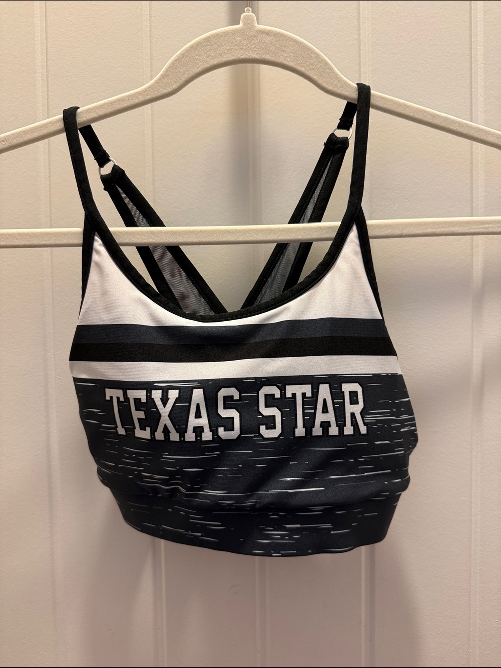 Varsity Black and White 'Texas Star' Kids Sports Bra (YL)